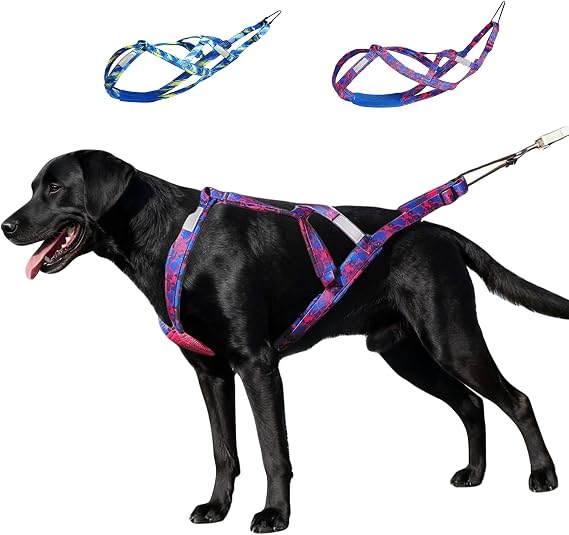 Weight Pulling Harness for Dogs Running, Sled, Canicross & Large | GentleBliss X-back pulling harness for weight pulling & sledding. Designed for large dogs, hiking, skijoring(L,Red)