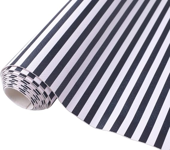 Wento Soft Faux Leather Rolls 15 x 54 Black and White Stripes PU Leather Sheets Roll Very Suitable for Making Crafts, Leather Earrings, Bows,Sewing