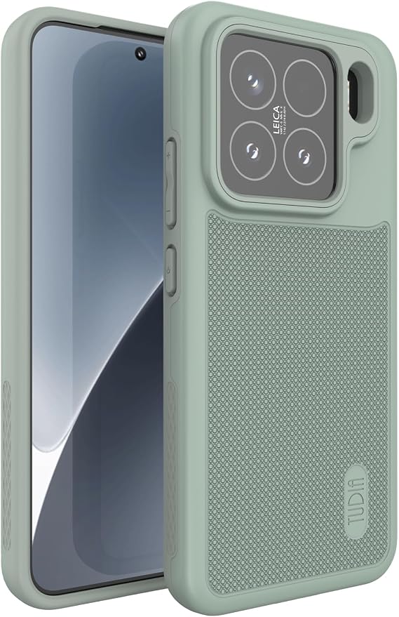 TUDIA DualShield Grip Designed for Xiaomi 15 5G Case (2025), [MergeGrip] Military Grade Dual Layer Shockproof Slim Tough Heavy Duty Protective Phone Case Cover (Green Lily, Basic)