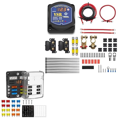 Bundle of 12V 140A VSR Smart Dual Batt Kit & 6-Way 12/24V ATC/ATO Fuse Box