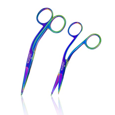 CynaMed Knowles Bandage Scissors Set (2-Pack) 4.5 in. & 5.5 in. Multicolor Titanium-Coated Scissors for EMTs, Paramedics, First Aid, Doctors, and Nurses