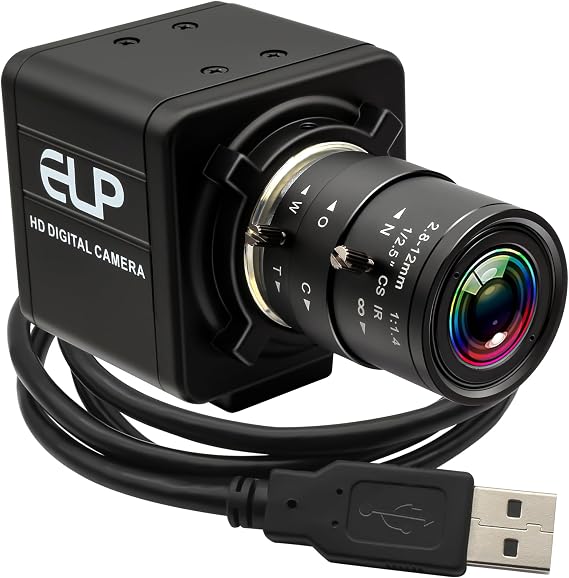High Speed Global Shutter USB Camera Manual Zoom Webcam for PC, 5MP 60FPS