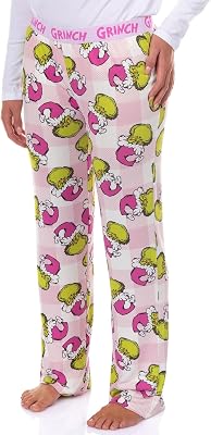 Dr. Seuss The Grinch Pajamas Womens Pink Santa Hacci Knit Lounge Sleep Pants