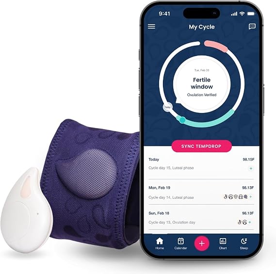 Tempdrop Wearable Fertility Monitor for Women Ovulation Tracker BBT | Basal Body Temperature Monitor to Help Get Pregnant Sleep Sensor with App for Fertility, Hormone, Period, Cycle Tracking