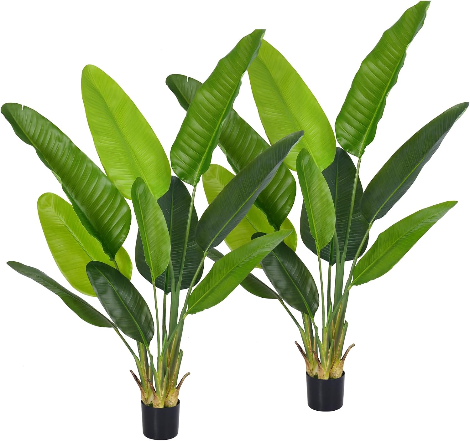 Artificial Bird of Paradise Plants, Fake Tree with Realistic Leaves and Durable pots, No Adjustable Branches Artificial Tree for Indoor and Outdoor Decoration 2Packs 5FT