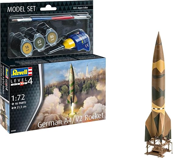 Revell 63309 Model Set German A4/V2 Rocket 1:72 Scale Unbuilt/Unpainted Plastic Model Kit with Accessories