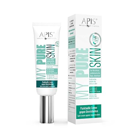 Apis My Pure Skin Spot Acne Cream - 15 ml - with Salicylic Acid Niacinamide and Manuka Honey Reduces Pimples and Inflammation Soothes and Hydrates