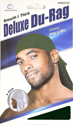 Dream Deluxe Du-Rag Green 3 Pack Smooth & Thick, Stretchable, Wrinkle Free, 100% Polyester