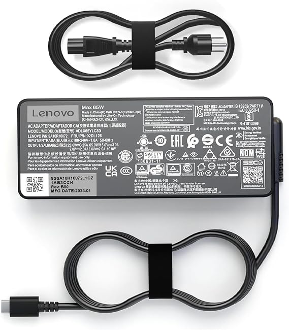 65W USB Type C AC Charger Lenovo ThinkPad E580 E585 E590 E590S E595 T480 T490 T580 Yoga C940 C740 thinkbook ADLX65YCC3A Compatible with Laptop Power Supply Adapter Cable