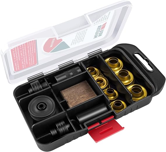 NEU MASTER Grommet Tool Kit, 3/8" & 1/2" Brass Grommet with Eyelet Tool Kit | Rust Proof Solid Brass Grommets, Storage Box, Grommet Tool for Tarps, Leather, Banners, Flag, Ring, Tents, Canvas, Fabric