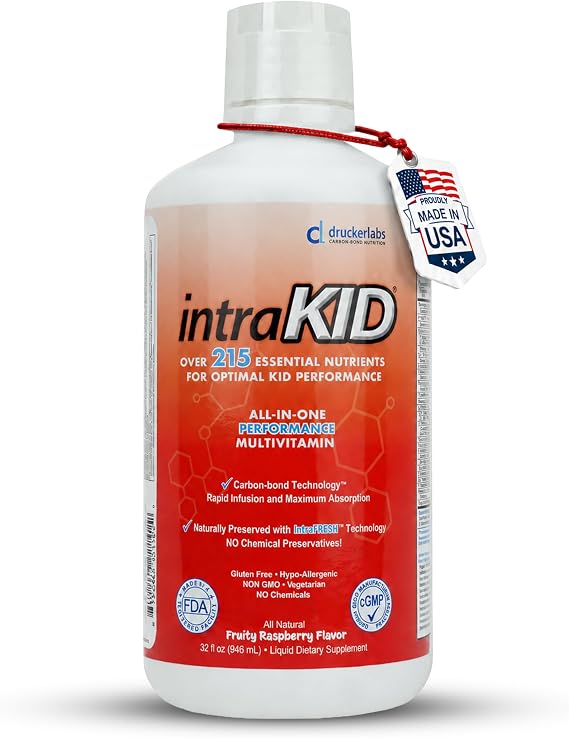 Drucker Labs Kids Liquid Multivitamin with 225+ Nutrients,32 fl oz | Drucker Labs intraKID Kids liquid Multivitamin with 225+ Nutrients,32 fl oz