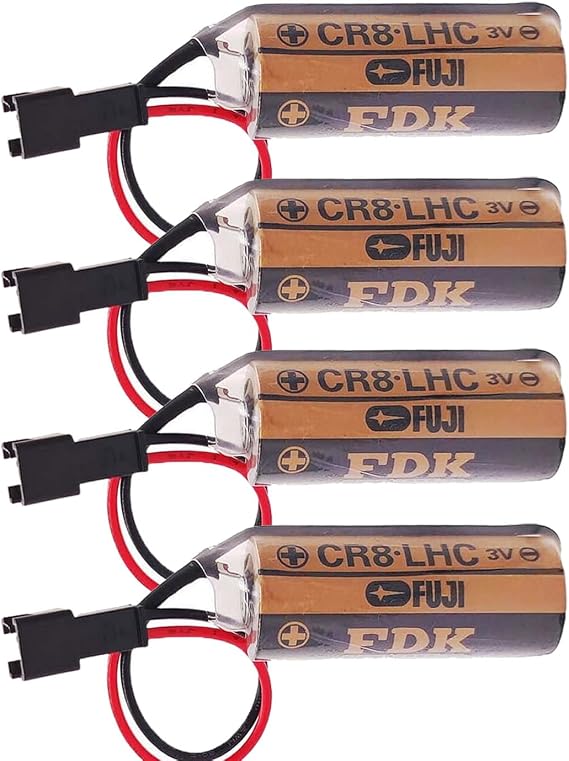[4 Pack] 3V CR8. LHC Lithium Battery with Black Plug for Fuji FDK CR8. LHC for TOTO TH559EDV410R Industrial Control Automatic Battery, 2600mAh