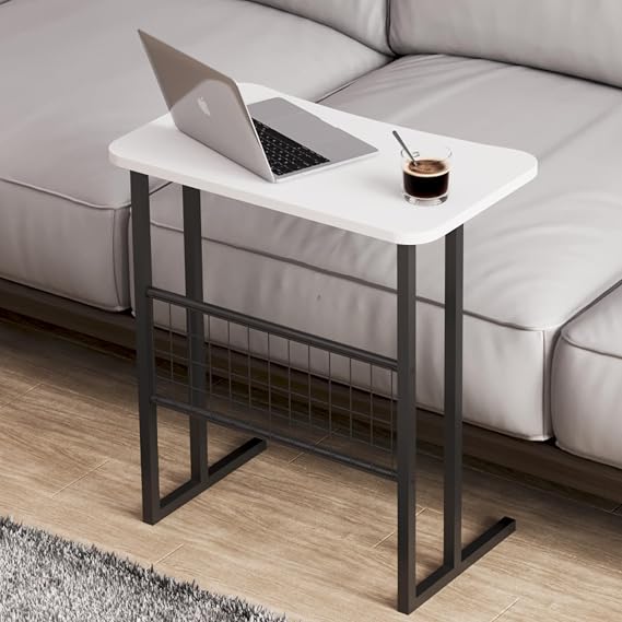 interGO Metal Stand Laptop Stand Sofa Table Breakfast Table Work Table - White