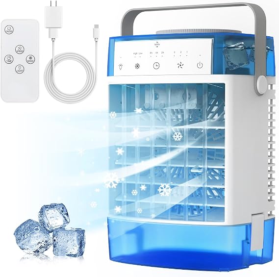 Portable Air Conditioners, 3-in-1 Portable AC Unit, Personal Mini Air Conditioner With 1000ml Water Tank, 2/4/6H Timer, USB Charging Small Cooling Fan (Include 5V 2A Adapter) For Office Bedroom