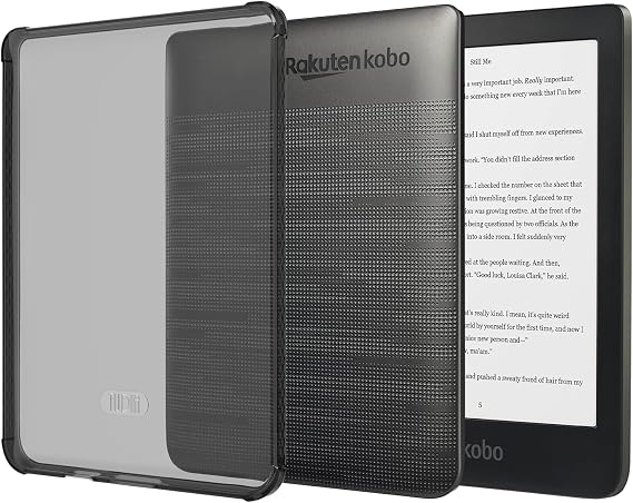 TUDIA SKN Designed for Kobo Clara HD Case 6" (2018) Back Cover, [Reinforced Corners] Shockproof Slim Anti-Yellowing Silicone Gel Clear Back Lightweight Grip TPU Bumper for eReader - Clear Black