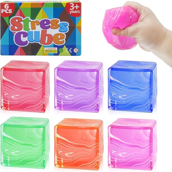 6 Pcs Stress Cube Fidget Toys Squishies,Squishy Stress Ball for Adults Kids