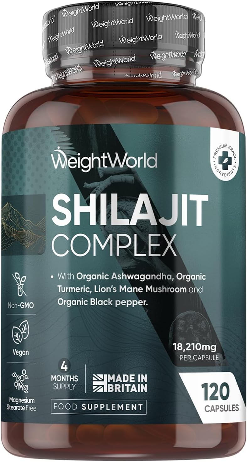 Himalayan Shilajit Capsules 18,210mg | 120 Capsules | 4 Months Supply | 1 a Day | with Organic Ashwagandha, Turmeric, Lion's Mane Mushroom, Black Pepper | Shilajit for Women & Men | Made in the UK
