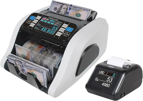 Sentinel SB-901 Mixed Denomination Money Counter w/SP-90 Report Printer | Business Grade Bill Value Counter | Counterfeit Detection