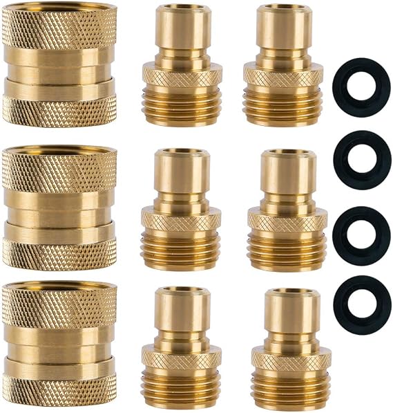 Garden Hose Quick Connect Brass Hose Quick Connectors Fitting For Garden Watering 3/4"GTH (3 Female Coupler+ 6 Male Nipples)
