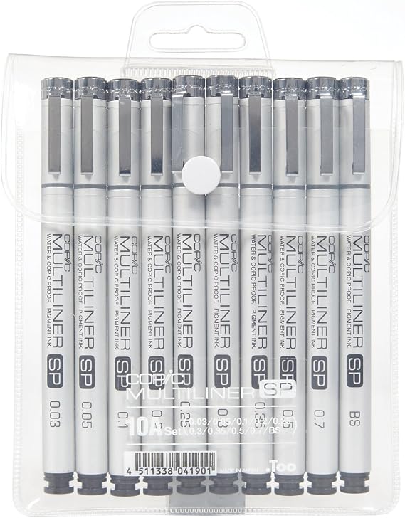 Copic Marker Multiliner SP Ink Pen (Pack of 10), Black (MLSP10A)