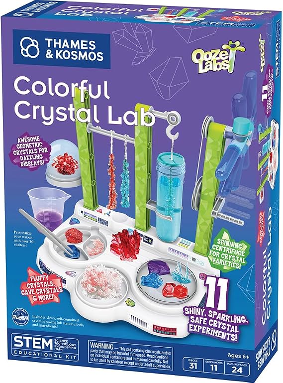 Thames & Kosmos Ooze Labs Colorful Crystal Lab STEM Experiment Kit & Lab Setup | Awesome Geometric Crystals, Dazzling Displays, with 11 Shiny, Sparkly, Safe Experiments | Stickers to Decorate Your Lab