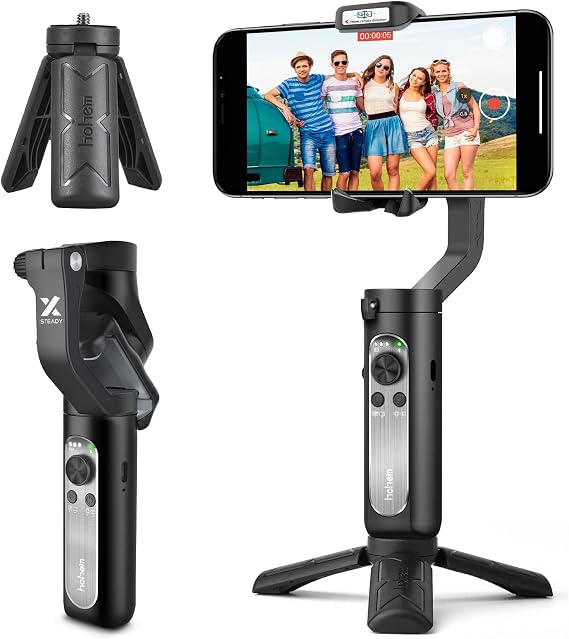3-Axis Gimbal Stabilizer for Smartphone - 0.5lbs Lightweight Foldable Phone Gimbal w/Auto Inception Dolly-Zoom Time-Lapse, Handheld Gimbal for iPhone 12 pro max/11/Xs Max/Samsung - Hohem iSteady X