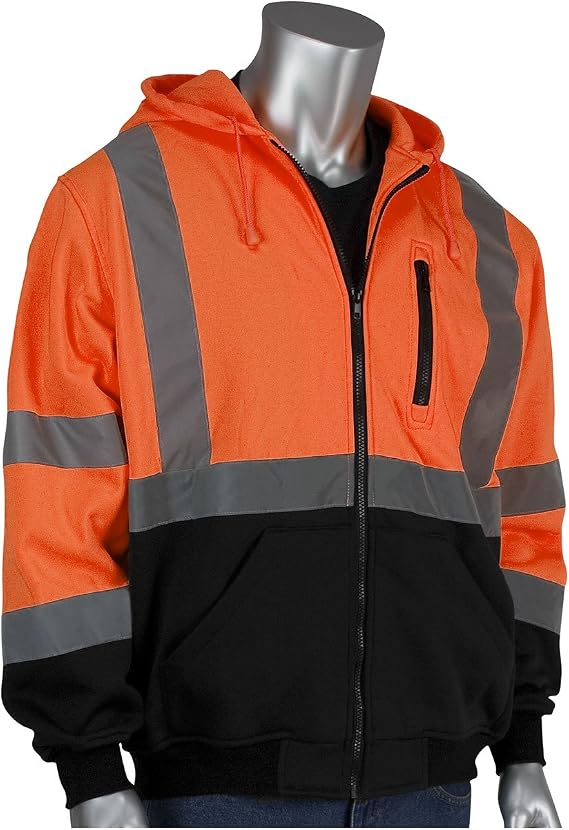 PIP 323-1370B Orange 5XL Polyester Fleece Cold Condition Sweatshirt - 3 Pockets - Attached Hood - Fits 59 in Chest - 33.9 in Length - 616314-18580 [PRICE is per EACH]