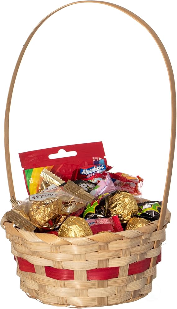 Multipurpose Hand-Woven Basket with Handle Ideal as Gift Basket, Food Storage, Flower and Bread Basket, Fruit Storage, and Decorative Usage - Perfect for Wedding, Garden or Home Decor