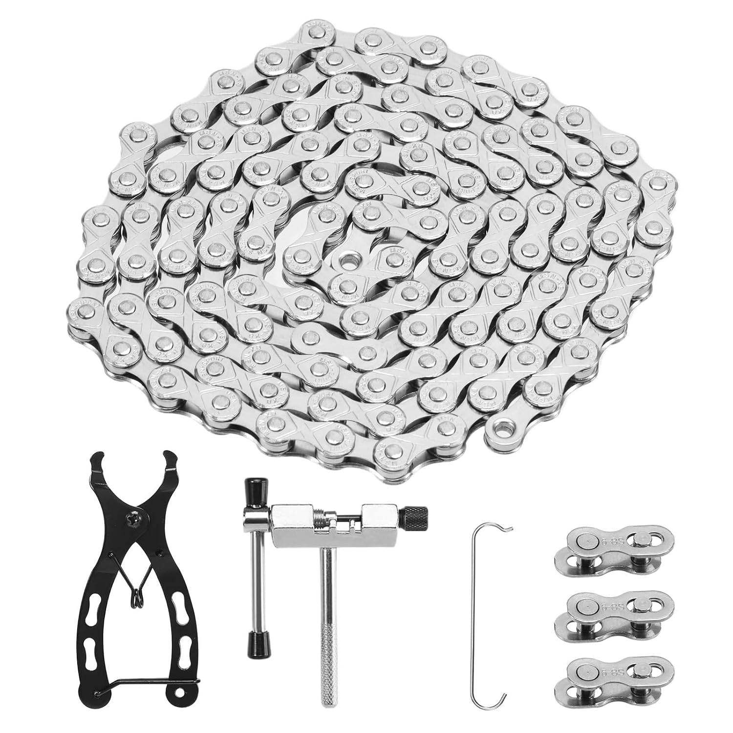 Bike Chain 678 Speed Chains, Bicycle Chain Link with Removal Tool, Roller Chains for Go-karts, Bicycles, 116 Links, Bicycle Accessories