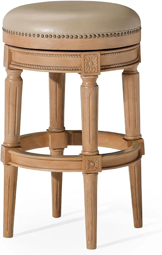 Maven Lane Pullman Backless Bar Stool, Light Brown Frame, 31"