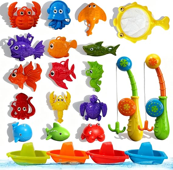 AMCHSURI Toddler Bath Toys 18M+, 22 PCS Hook Fishing Game, Water Play Toys