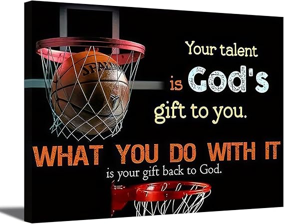 FFQ Basketball Inspirational Artwork Print Canvas Wall Art 12x16 in