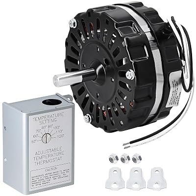 Hiorucet F0510B2944 Attic Fan Motor with 120V Adjustable Thermostat Switch for Power Attic Ventilators and Exhaust Fan, F0510B2497 F0510B2705 Motor for Lomanco 2000&1800, 58033 Temperature Controller.