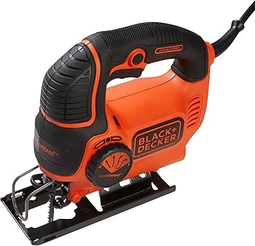 BLACK+DECKER Jig Saw, 5-Amp, 3,000 Blade Speed, 45 Degree Beveled Cuts, 34-Inch Orbital Blade, 4 Curve Settings, Corded BDEJS600C