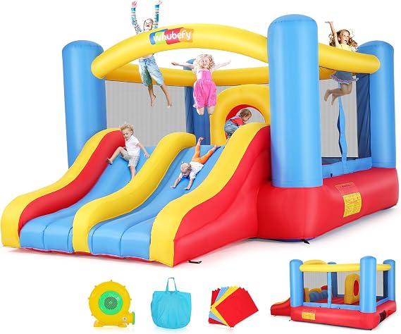 12.6FTx9FT Large Inflatable Bounce House for Kids 3-6 Big Kids 8-12 | Blow up Bouncy Castle with Blower, Double Slide, Obstacle, Indoor Outdoor Jump House for Family Backyard Christmas Party Gift