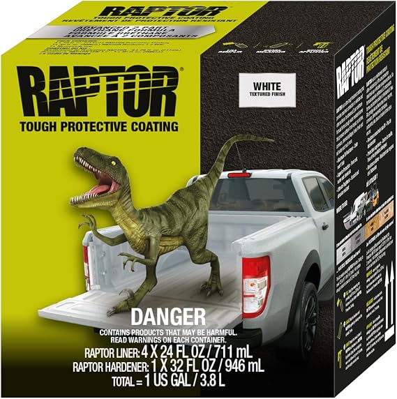 RAPTOR UP5054 White Urethane Spray-On Truck Bed Liner 1US Gallon + 4 Colors Bundle