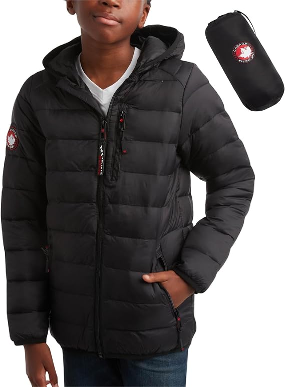 CANADA WEATHER GEAR Boys' Puffer Jacket - Lightweight Packable Bubble Coat, Water Resistant Outerwear Jackets for Boys (8-20)