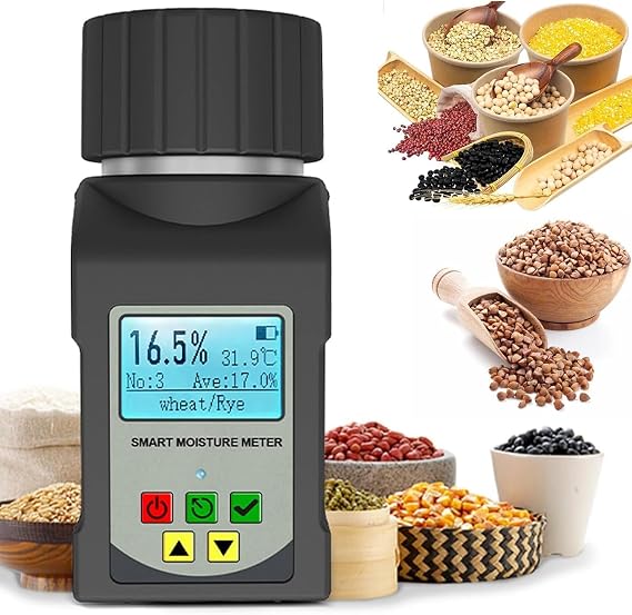 Portable Grain Moisture Meter, Coffee Moisture Tester, Humidity Tester with Backlight Digital Display, Cup Measuring Instrument, Suitable for 25 Kinds of Grains Such As Wheat, Corn, Coffee, Etc