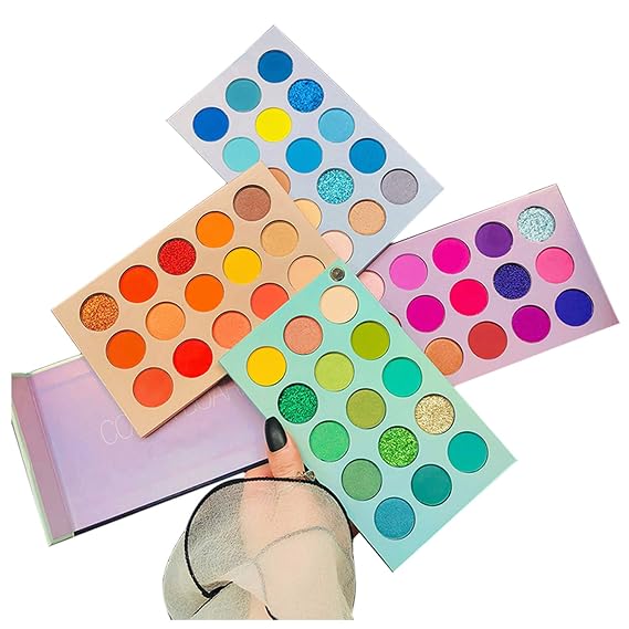 60 Colors Eyeshadow Palette 4 in 1 Color Board, Matte Glitter Shimmer | Highly Pigmented Colors, Metallic Glitter Finish, Matte Shimmer Shades, Easy Blend Formula, Professional Makeup Palette
