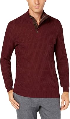 Tasso Elba Mens Casual Mock Neck 12 Zip Sweater Red XL
