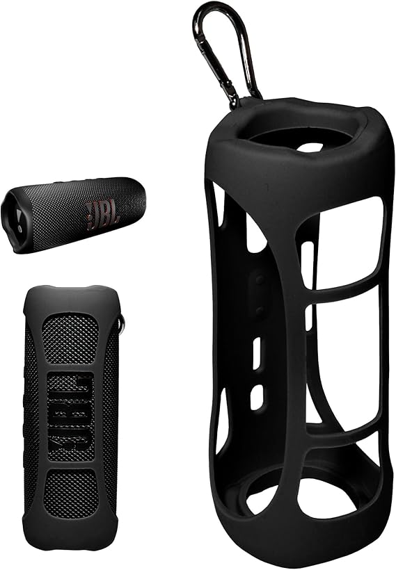 Silicone Cover Skin for JBL Flip 6 Portable Bluetooth Speaker by Alltravel, Portable Full Protection Solution, Customized Skin with Color and Shape Matching (Black)
