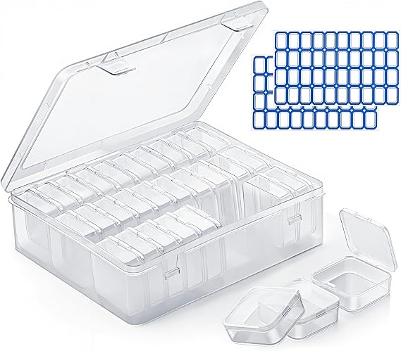 30 Pcs Small Storage Box with Lid, Mini Plastic Clear Sorting Box, Transparent Plastic Storage Boxes with Hinged Lid, for Small Parts, Beads, Screws, Nail Tips