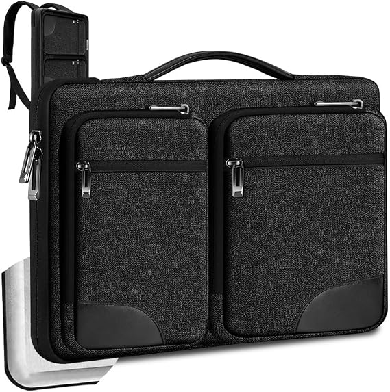 Hseok Laptop Case 15 15.6 16 inch Sleeve with Handle and Hidden Straps,Compatible with MacBook Neo 16",MacBook Pro Air 16" 15", 360Protective PC Briefcase with 4 Pockets for Accessories,Carbon