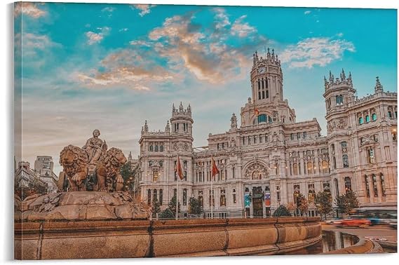 Madrid Colorful Poster Print Horizontal, Poster Print Decorative Pain Ting Canvas Wall Art Living Room Posters Bedroom Painting 24x36inch(60x90cm)