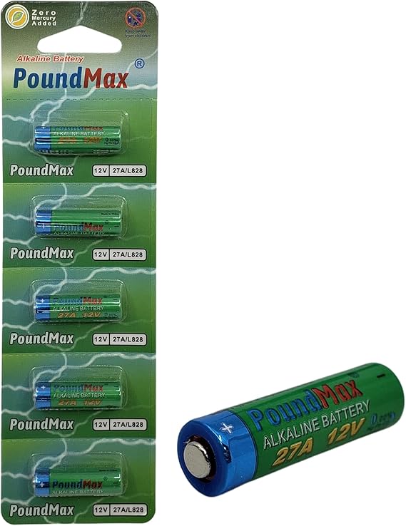 Poundmax 5 adet 27A, L828, özel alkali pil, 12 V, A27, V27A, LR27A, MN27, GP27A, V27GA saatler, uzaktan kumandalar, hesap makinesi, kompakt, uzun ömürlü ve yüksek performans