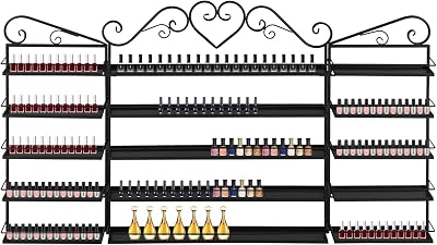 5 Tiers Wall-Mounted Nail Polish Storage Racks Metal, Nail Varnish Storage, Multifunctional SalonBeautyNail Shop Organizer Holder, Nail Polish Shelf Stand, 3 Piece Set
