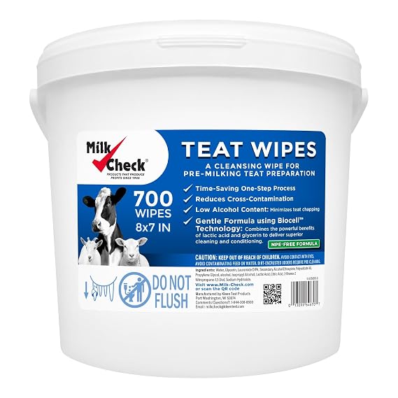 Milk Check - Teat Wipes 7" x 8" [PAIL - 700 wipes]
