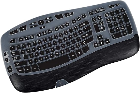 Keyboard Cover for Logitech K350 MK570 MK550 Wireless Wave Keyboard, Logitech K350 MK570 MK550 Keyboard Skin Protector - Black