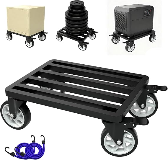 Stainless Steel Furniture Dolly, 2000lbs Capacity Heavy Duty Furniture Dolly, 5-inch Swivel casters, 18 x 18 inch Platform and Fastening Device, Safely Moving Heavy Objects