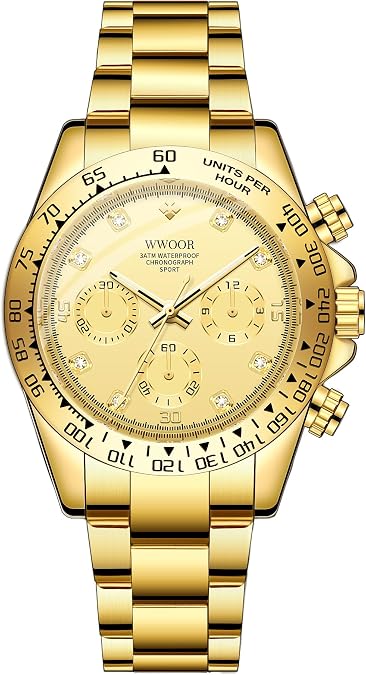 WWOOR Watch for Men Analog Quartz Chronograph Stainless Steel Luminous Mens Wrist Watches Business Work Sport Casual Dress Watch Elegant Gifts for Men